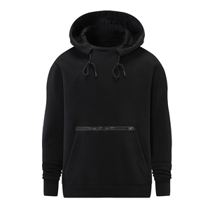 Sweat-shirt à capuche noir pour homme, coupe classique, en coton French Terry, décontracté, avec poche avant, pour l'automne - Product Image 4
