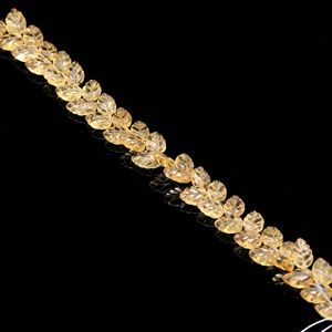 ลูกปัดพลอยซิทรินรูปใบไม้แกะสลักด้วยมือ ขนาด 10-11 มม. ลูกปัดซิทรินธรรมชาติสำหรับทำเครื่องประดับ ความยาว 8 นิ้ว - Product Image 3