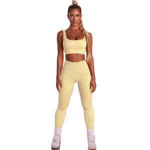 Ensembles de sport sans coutures pour femmes, tenue de gym haute élasticité, vêtements de course et d'entraînement, crop top fitness, pantalon de yoga, ensemble de fitness pour femmes OEM - Product Image 4