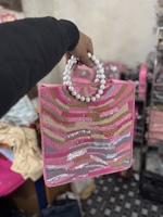 Tas Selempang Wanita India Gaya Bohemian Desainer Buatan Tangan Berbahan Katun Awet dengan Manik-manik Zodiak untuk Acara Malam, Belanja, dan Pesta