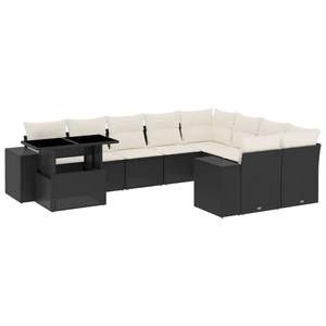 Black Rattan Garden <b>Sofa</b> <b>Set</b> With Cream Cushions Outdoor Furniture Contemporary Design Waterproof UV Resistant PE Rattan - Product Image 2