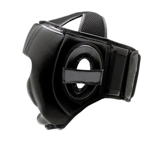 Boxing Head Guard PU Leather Protective Sports Helmet Unisex Adult Head Protection Buckle Closure Solid Black - Product Image 2