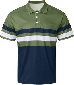 เสื้อโปโลพิมพ์ลายทางของผู้ชาย180GSM ผ้าฝ้าย100% - Product Image 1