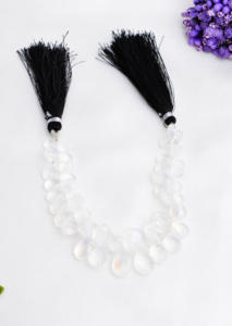 มูนสโตนสีขาวธรรมชาติ, หยดน้ำสีฟ้า, ธรรมชาติสำหรับทำเครื่องประดับอัญมณีชั้นดี, สร้อยคอ, 1 เส้น - Product Image 2