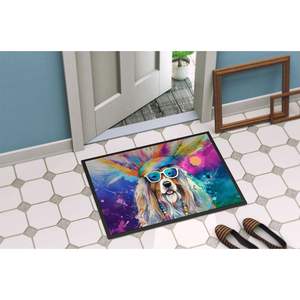 Felpudo Bearded Collie Hippie Dawg antideslizante lavable de pila baja 24H X 36W alfombra de entrada interior y exterior para puerta delantera - Product Image 4