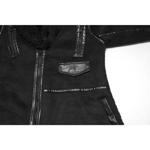 Veste d'hiver asymétrique pour homme, style punk gothique, en simili cuir, fermeture éclair, vente en gros - Product Image 6
