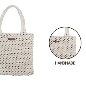 Bolso de hombro de macramé grande hecho a mano para mujer, estético, de lona, para compras, lindo, para uso diario - Product Image 5