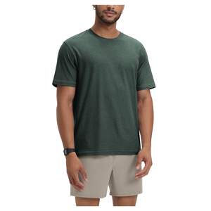 Camiseta Personalizada Premium para Hombre, Cuello Redondo, Manga Corta, Verde Oscuro, Algodón, Casual, Verano, Transpirable, Suave, Cómoda, a la Moda - Product Image 1