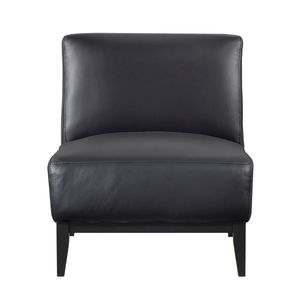 Lussuosa Poltrona in Pelle Nera con Cuscino Resistente e Schienale in Legno Massello, Comodo Arredo per Soggiorno - Product Image 2