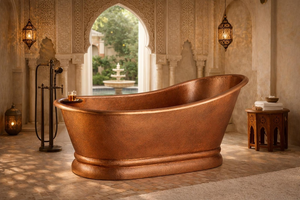 Baignoire autoportante de luxe en cuivre massif, faite à la main, de forme ovale, couleur et logo personnalisables, pour rénovation de salle de bain contemporaine - Product Image 4