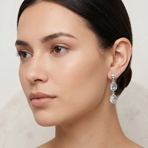 Pendientes colgantes minimalistas con topacio azul natural en forma de gota, engastados en plata 925, para mujer, uso diario, hechos a mano, delicados, para regalo. - Product Image 4