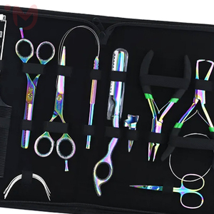 Kit Profesional de Herramientas de Acero Inoxidable para Extensiones de Cabello para Estilistas |   Alicates para microperlas, herramienta de bucles, tijeras de entresacar, clips - Product Image 2
