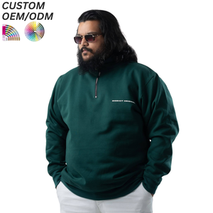 Sweat-shirt col rond en coton respirant 360g, grande taille, coupe ample, hiver, décontracté, personnalisable avec logo, support OEM ODM pour marque - Product Image 1