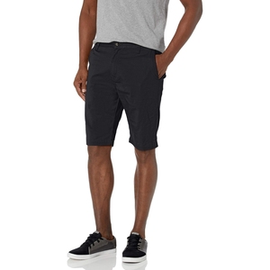 Shorts chino en coton noir pour homme, taille mi-haute, coupe droite, décontracté, léger, couleur unie, avec poches, idéal pour l'été - Product Image 1