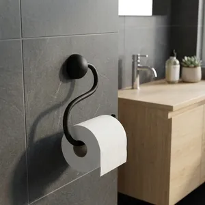Modern Matte <b>Black</b> Metal Wall Mounted Toilet <b>Paper</b> Holder Minimalist Bathroom <b>Tissue</b> Roll Dispenser Contemporary Bathroom Access - Product Image 6