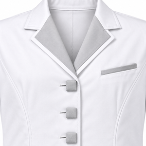 Blouse Médicale Unisexe Blanche et Grise à Col Revers, Coupe Ajustée, Uniforme de Laboratoire Personnalisé, Vente en Gros, Tenue de Travail pour Équipe Clinique - Product Image 5