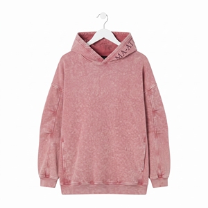 Sudadera con capucha oversize rosa lavada para mujer, estilo casual de moda urbana, forro polar, manga larga - Product Image 5