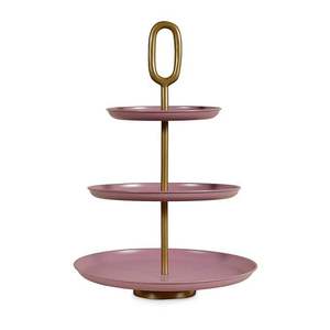 Elegante Soporte de Metal Morado de Tres Niveles para Exhibición de Pasteles con Asa Dorada, Reutilizable, Soporte de Varios Niveles para Servir Postres a Bajo Costo - Product Image 2