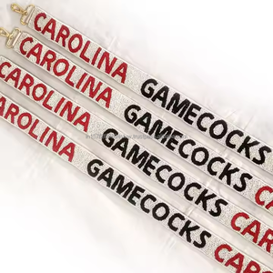 Correa de bolso con cuentas Carolina Gamecocks, asa de bolso con cuentas de semillas, accesorio de repuesto para bandolera de equipo deportivo, gancho dorado personalizado - Product Image 1