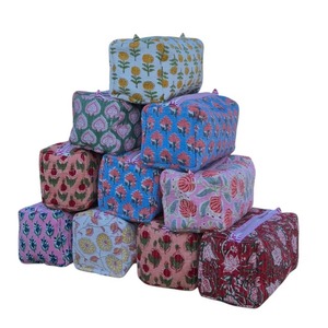 Bohemian Embroidered Cotton Cosmetic Bags With Zipper Closure Portable <b>Makeup</b> Organizers Small Capacity Toiletry Bag - Product Image 6
