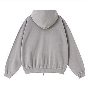 Sudadera con capucha americana vintage 2026 de algodón 100% lavado de alto gramaje con cremallera para hombre - Product Image 2