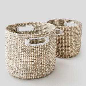 Minimalist Style Seagrass <b>Laundry</b> Hamper Collapsible Woven <b>Wicker</b> Kitchen Storage Organization For Home Organization - Product Image 1