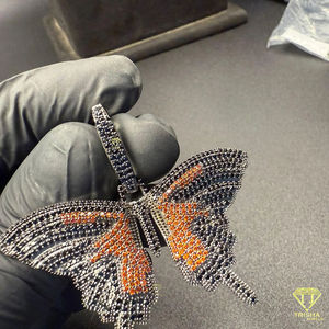 Collar con Colgante de Moissanita de Lujo con Diseño de Mariposa, Chapado en Plata 925, Certificado GIA, Estilo Hip Hop, Regalo con Piedra Naranja - Product Image 3