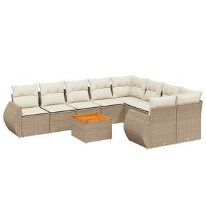 Grand ensemble de canapés de jardin en rotin PE résistant aux UV, couleur beige, mobilier d'extérieur en matériaux durables - Product Image 2