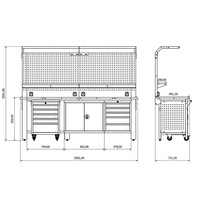 Banc de travail professionnel en acier robuste, système de rangement pour garage et atelier, armoires à outils avec chariot à outils