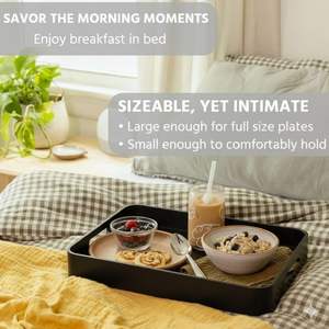 ถาดเสิร์ฟไม้ทำมือสีดำ ทนทาน ใช้ตกแต่งได้ เหมาะสำหรับใช้ในบ้านและร้านอาหาร มีจำหน่ายแล้ว - Product Image 2