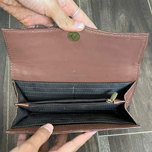 Usine Personnaliser Cash & Card Holder Portefeuille En Gros Long En Cuir Véritable Pochette Bourse À La Main Usiné À Carreaux En Cuir Femmes Portefeuille - Product Image 6