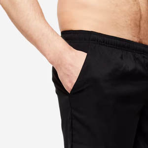 Shorts pour hommes, couleur noire unie, respirants, taille élastique, longueur mi-longue, polyester, vêtements de sport fitness - Product Image 3