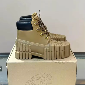 Botas Utilitarias de Diseño para Hombre, de Cuero Vacuno de Alta Calidad, Color Caqui, con Ojales Dorados, Suela Gruesa con Revestimiento Azul, Térmicas para el <span class=keywords><strong>Trabajo</strong></span> - Product Image 1