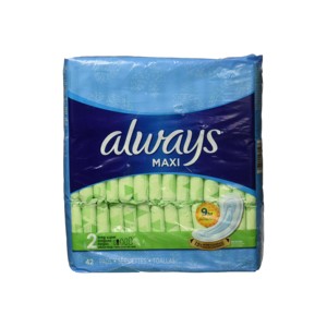 ผ้าอนามัยออลเวย์ส แม็กซี่ เฟมินีน แพดส์ สำหรับผู้หญิง ไซส์ 5 ซึมซับได้มากเป็นพิเศษสำหรับกลางคืน มีปีก ไม่มีน้ำหอม บรรจุ 36 ชิ้น - Product Image 1