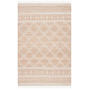 Tapis rectangulaire en jute marron uni, tressé à tissage plat, avec envers antidérapant en jute, moderne, pour salon, géométrique, adapté aux animaux domestiques - Product Image 6