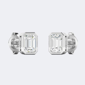 Pendientes de Diamante Solitario con Corte Esmeralda de 0.50 Quilates de Peso Total, Engastados en Bisel, Chapados en Oro, Certificados por IGI, para Fiestas - Product Image 5