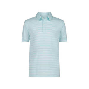 Polo de Manga Corta a Rayas Azul Claro para Hombre, Corte Regular, Informal, Tejido Popelina, Diseño con Botones - Product Image 1