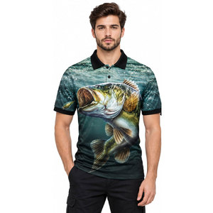 Custom Waterproof Breathable UPF 50 Fishing Polo <b>Shirts</b> Sublimation Printed Short Sleeve <b>Men</b> 100% Polyester Unisex - Product Image 4