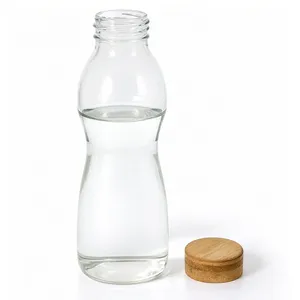 Bouteille d'eau en verre borosilicate de haute qualité avec couvercle en bambou, écologique, réutilisable, pour jus et thé - Product Image 1