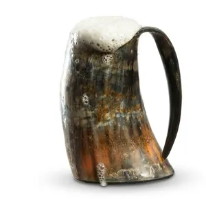 Jarra Artesanal de Cuerno de Búfalo, Forma Natural, Estilo Vikingo Rústico, para Cerveza, Duradera, Artículo de Colección - Product Image 1