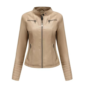 Nouvelle veste polaire/softshell slim pour femme 2026, col montant, fermeture éclair, coutures, manteau monochromatique respirant en coton pour l'hiver - Product Image 1