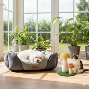 Cama para Perro Yommy de Pana con Interior Afelpado, Bordes Elevados, Antideslizante, Lavable, Disponible en 7 Colores y 3 Tamaños para tu Amigo Peludo - Product Image 5