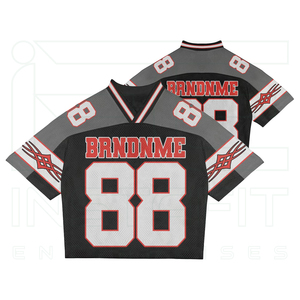 เสื้อฟุตบอลเรโทรสั่งทำโลโก้ขายส่ง เสื้อเจอร์ซีย์ตาข่ายโพลีเอสเตอร์ระบายอากาศ ทรงโอเวอร์ไซส์ ไหล่ตก ทรงบ็อกซี่ เสื้อยืดกีฬาผู้ชาย - Product Image 3
