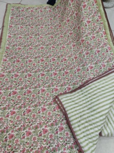 Cotton Hand Block Printed <b>Quilt</b> Artisan Handmade Lightweight <b>Bedspread</b> Premium Bedroom Textile Wholesale Bulk Supplier - Product Image 3