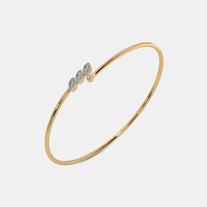 Brazalete Abierto de Oro de Tres Hojas con Diamantes Redondos Cultivados en Laboratorio - Product Image 2