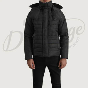 Veste d'hiver rembourrée noire pour homme, coupe-vent, matelassée, à capuche, épaisse et chaude, idéale pour le froid - Product Image 1