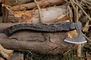 Hachas Vikingas de Alta Calidad en Oferta, Forjadas a Mano, Mango Grabado, Hoja de Acero con Alto Contenido de Carbono, para Camping - Product Image 6