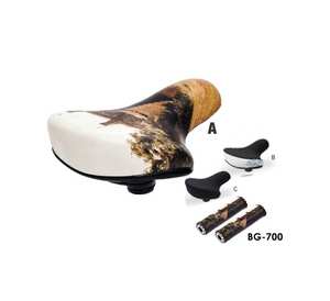 Asiento de Bicicleta Ergonómico de Espuma Cómoda para MTB y Carretera, con Diseño Personalizado en Patrón de Corcho Marrón y Blanco, Asiento de Repuesto - Product Image 1