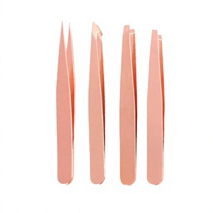 Juego de Pinzas para Cejas con Punta Puntiaguda en Oro Rosa, 4 Piezas, Duraderas, Estilo Moderno, Pinzas para Recortar Pestañas, Aplicador, Logotipo Personalizado, Juego de 4 Piezas - Product Image 6