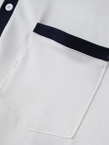 Men's <b>White</b> Cotton Knitted Short Sleeve <b>Polo</b> Shirt With Pocket Casual Style Solid Color Breathable Design Men's <b>Polo</b> Shirts - Product Image 3